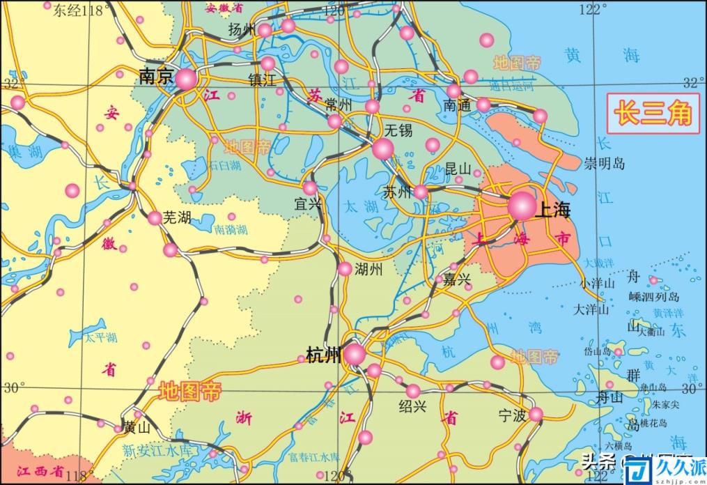长江三角洲地区城市分布(长三角地区包括哪些城市)